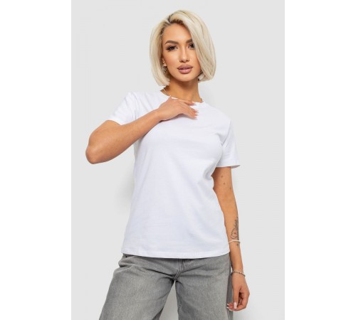 Футболка женская однотонная, цвет белый, 204R3333