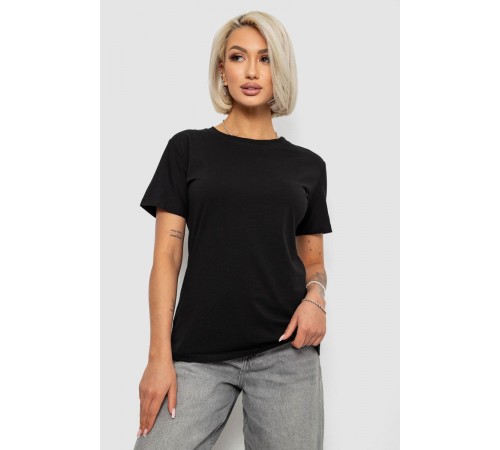 Футболка женская однотонная, цвет черный, 204R3333