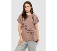 Футболка жіноча з принтом, колір мокко, 244R3011