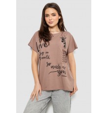 Футболка женская с принтом, цвет мокко, 244R3011