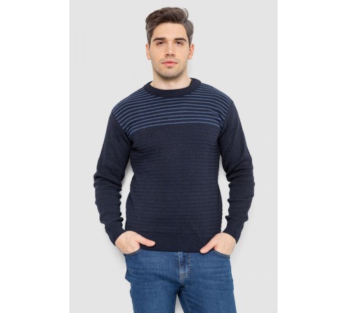 Светр чоловічий в смужку, колір темно-синій, 161R1029