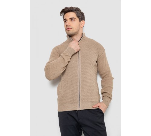 Кофта чоловіча на блискавці з кишенями, колір бежевий, 161R1053
