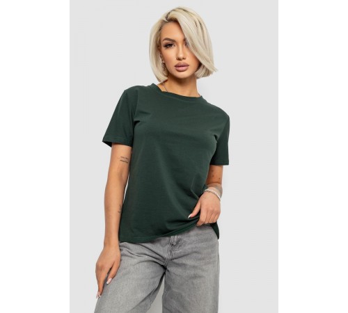 Футболка женская однотонная, цвет темно-зеленый, 204R3333