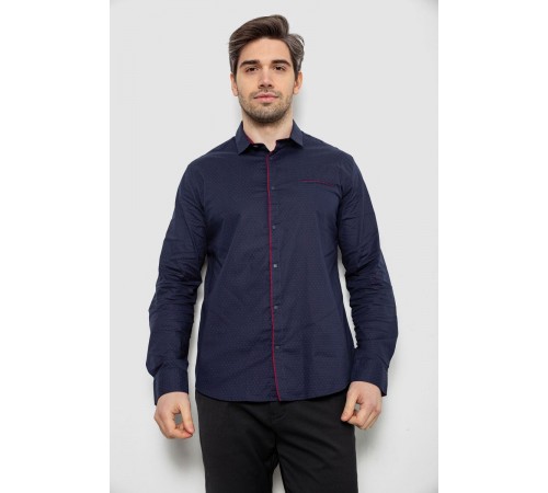 Сорочка чоловіча однотонна з принтом, колір синій, 186R2025