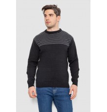 Светр чоловічий в смужку, колір чорний, 161R1029