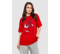 Футболка женская с принтом, цвет красный, 244R2009
