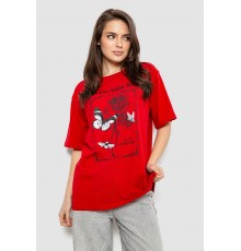 Футболка женская с принтом, цвет красный, 244R2009