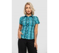 Рубашка женская в клетку, цвет бирюзовый, 230R065