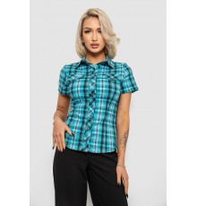 Рубашка женская в клетку, цвет бирюзовый, 230R065