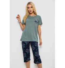 Піжама жіноча з принтом, колір оливковий, 243R10302