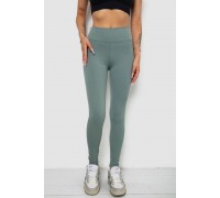 Лосины однотонные в рубчик утепленные на флисе, цвет оливковый, 238R605-1