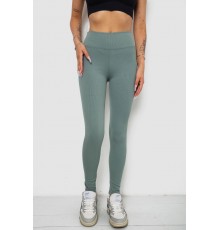 Лосины однотонные в рубчик утепленные на флисе, цвет оливковый, 238R605-1