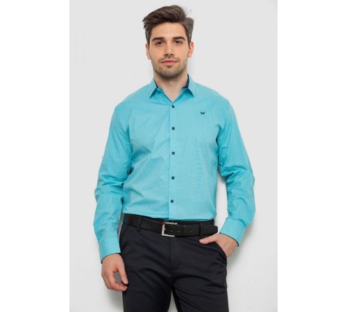 Сорочка чоловіча з принтом, колір бірюзовий, 214R7401
