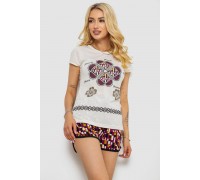 Пижама женская с принтом, цвет молочный, 243R8301