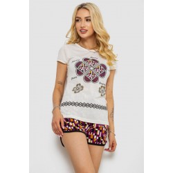 Пижама женская с принтом, цвет молочный, 243R8301