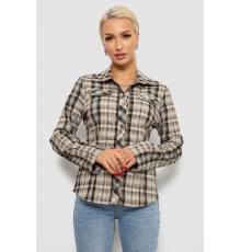 Сорочка жіноча в клітку, колір бежевий, 230R064-1