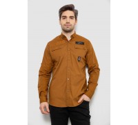 Сорочка чоловіча однотонна з принтом, колір коричневий, 186R01