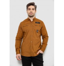 Рубашка мужская однотонная с принтом, цвет коричневый, 186R01