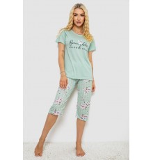 Піжама жіноча з принтом, колір м'ятний, 243R10279