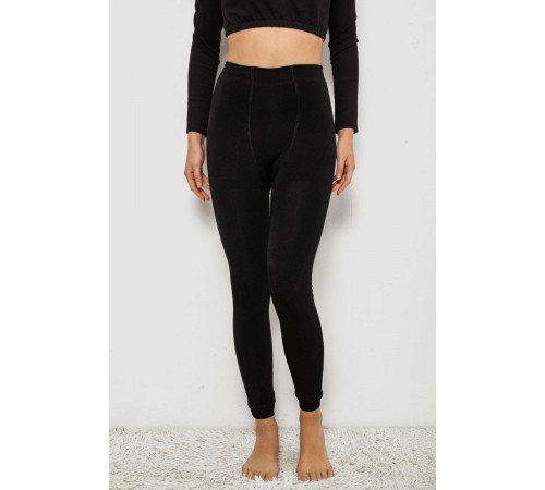 Лосины однотонные на флисе, цвет черный, 244R1710