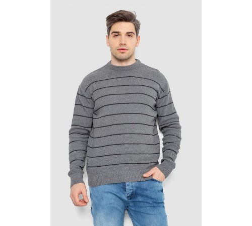 Светр чоловічий в смужку, колір сірий, 161R1057