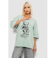 Футболка женская с принтом, цвет оливковый, 244R2029-5