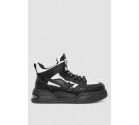 Кросівки жіночі на хутрі, колір чорно-білий, 243R106-1