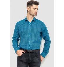 Сорочка чоловіча в клеку байкова, колір бірюзово-синій, 214R99-33-022