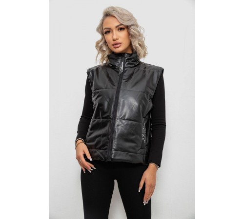 Жилет жіночий демісезонний екошкіра, колір чорний, 257R98-1