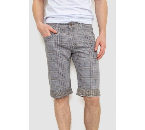 Шорти чоловічі в клітинку, колір сіро-бежевий, 244R31-222