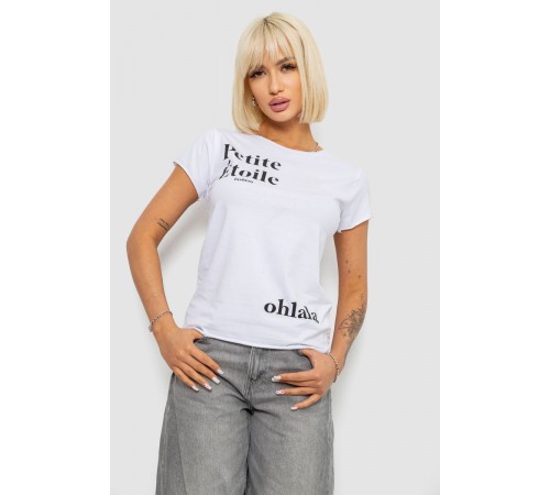 Футболка женская с принтом, цвет белый, 244R1008-5