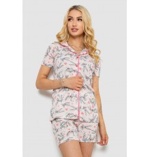 Піжама жіноча з принтом, колір рожевий, 243R70349