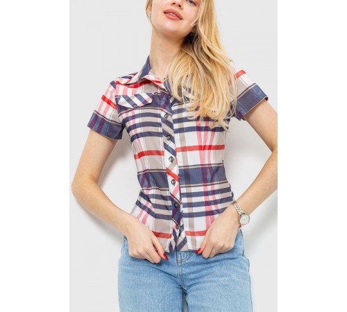 Сорочка жіноча в клітку, колір синьо-червоний, 230R061-11