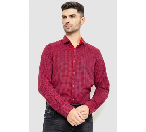 Сорочка чоловіча в клеку байкова, колір червоно-синій, 214R99-33-022