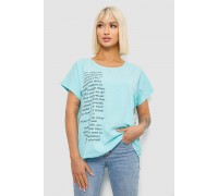 Футболка жіноча з принтом, колір бірюзовий, 244R2039