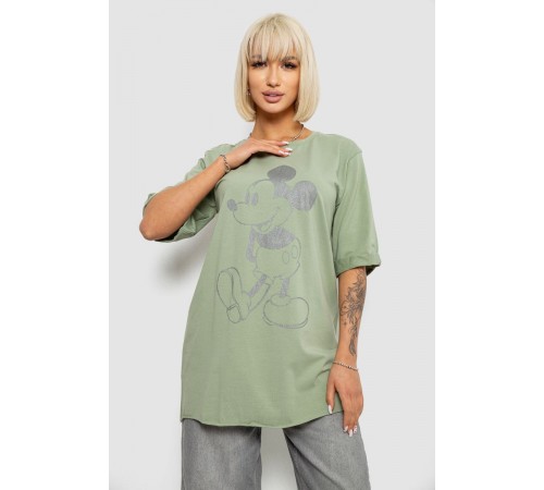 Футболка жіноча з принтом, колір оливковий, 244R1023