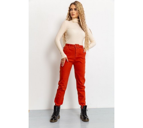 Брюки женские с ремнем, цвет терракотовый, 131R111