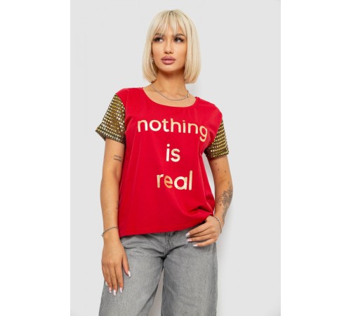 Футболка жіноча з принтом, колір бордовий, 244R2047