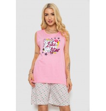 Піжама жіноча з принтом, колір рожевий, 243R8495