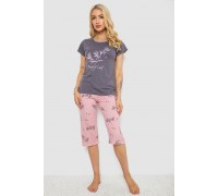 Пижама женская с принтом, цвет серый, 243R7150