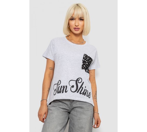 Футболка женская с принтом, цвет серый, 244R2057