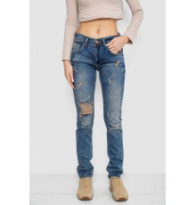 Джинсы женские рваные, цвет синий, 244R0587