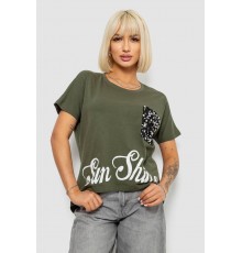 Футболка женская с принтом, цвет хаки, 244R2057