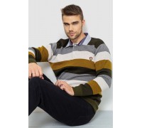 Светр-обманка чоловічий в смужку, колір бежево-гірчичний, 161R901-1