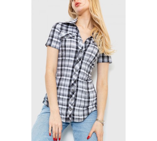 Рубашка женская в клетку, цвет черно-белый, 230R065