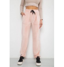 Штани жіночі велюрові, колір пудровий, 238R58168