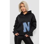 Худі жіночий з капюшоном на флісі, колір чорний, 257R335