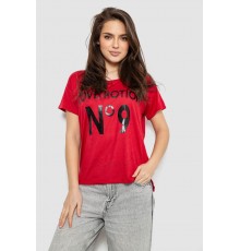 Футболка женская с принтом, цвет красный, 244R2073-1