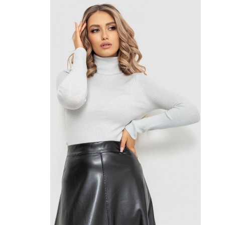 Гольф жіночий трикотажний в рубчик, колір світло-сірий, 204R057