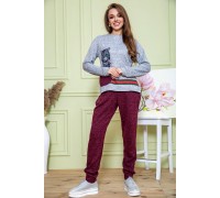 Ангоровый женский костюм, серо-бордового цвета, 172R1228